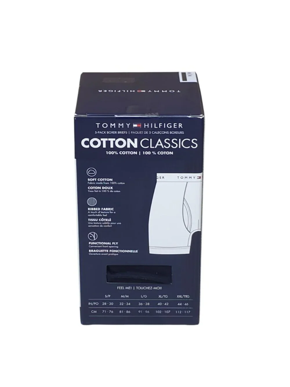 Tommy Hilfiger Mens M 5-Pack Cotton Classics Boxer Briefs Navy Functional Fly